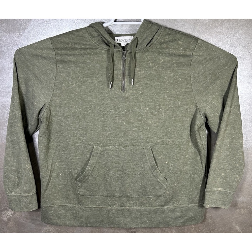 KOOLABURRA BY UGG Women's Hoodie Sweatshirt Green Heather Pocket 1/4 Zip Size XL